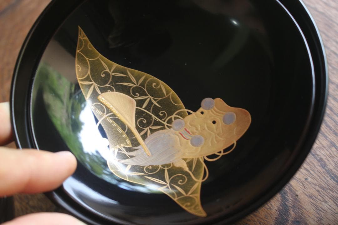 絵柄選択可！時代黒漆に極上千鳥見返し蒔絵の映えるお椀10点（検輪島塗懐石椀蒔絵椀