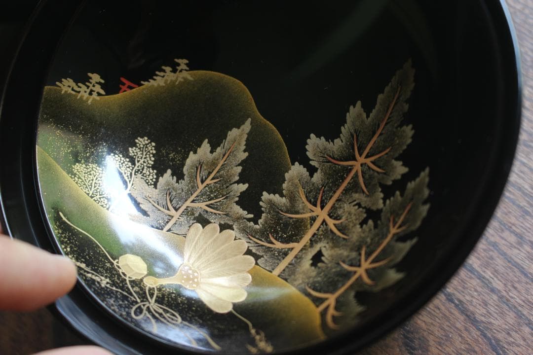絵柄選択可！時代黒漆に極上千鳥見返し蒔絵の映えるお椀10点（検輪島塗懐石椀蒔絵椀