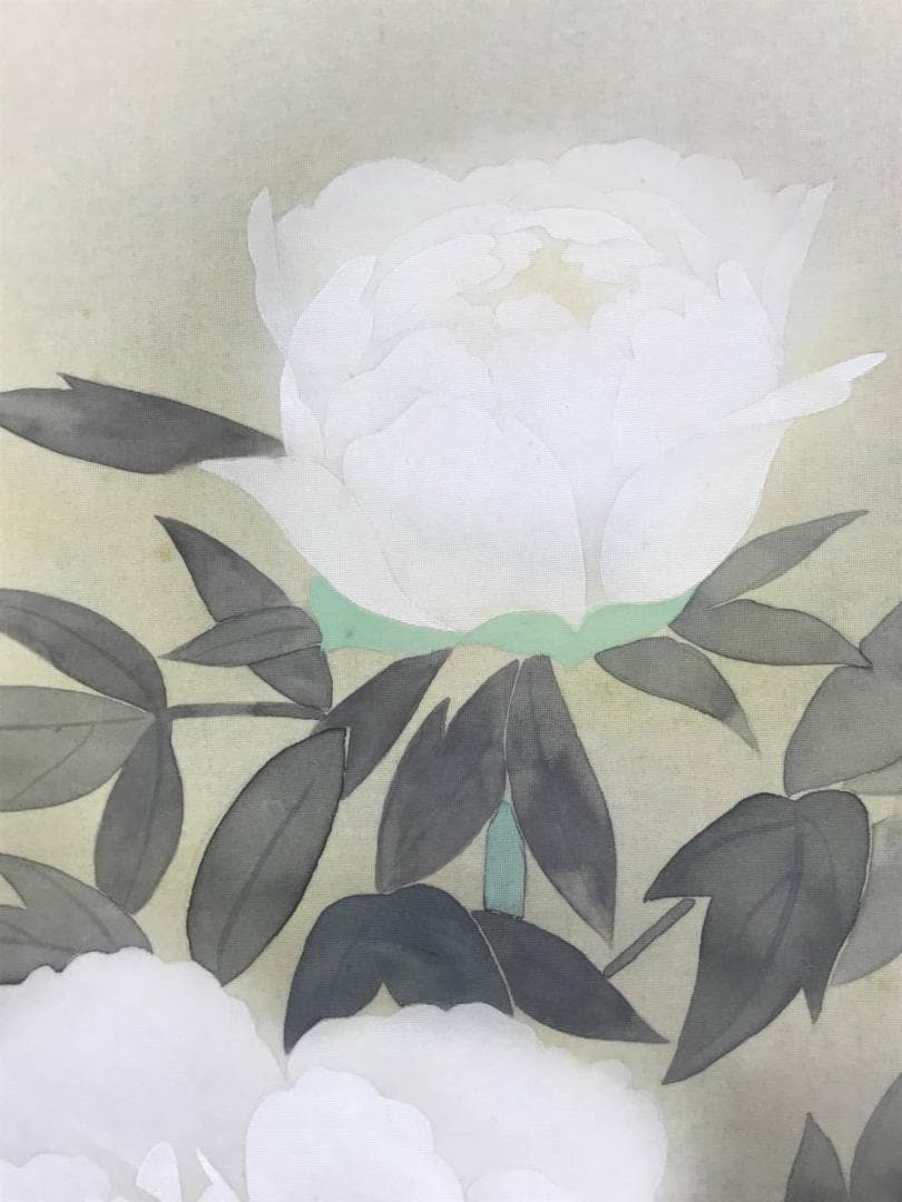 【真作】鈴子輝月/牡丹図/花図/ボタン図/掛軸☆宝船☆AD-730