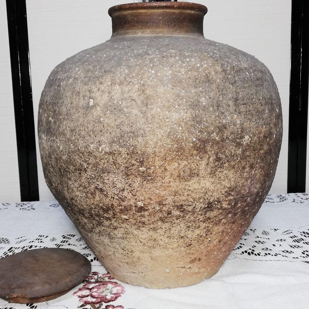 古信楽 壷 木蓋付き 信楽焼  茶壺 葉茶壺 大壺 床飾り 置物 飾り物 骨董
