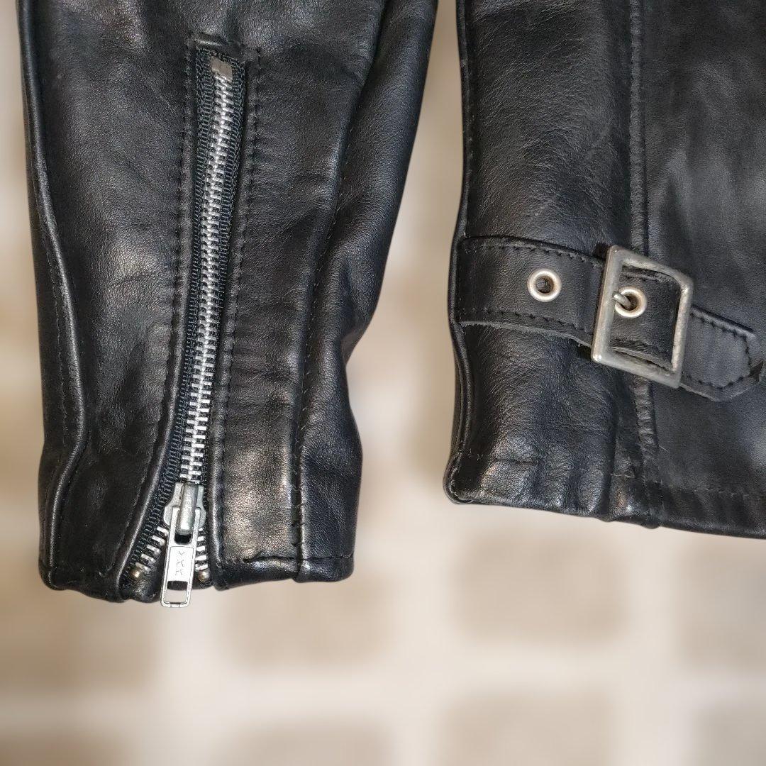 ク*ン様 人気定番Schot641t立ち襟シングルライダースジャケット 36交換