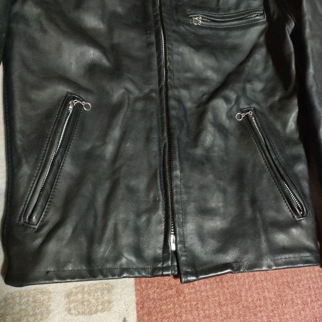 ク*ン様 人気定番Schot641t立ち襟シングルライダースジャケット 36交換