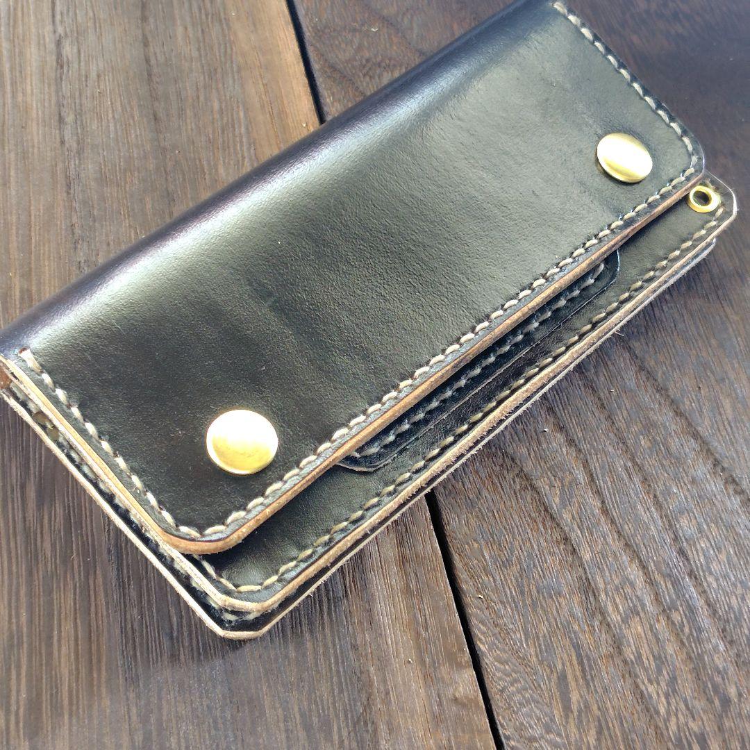 トラッカーウォレット 手染め 顔料仕上げ 2層