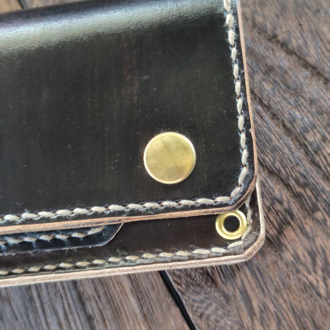 トラッカーウォレット 手染め 顔料仕上げ 2層