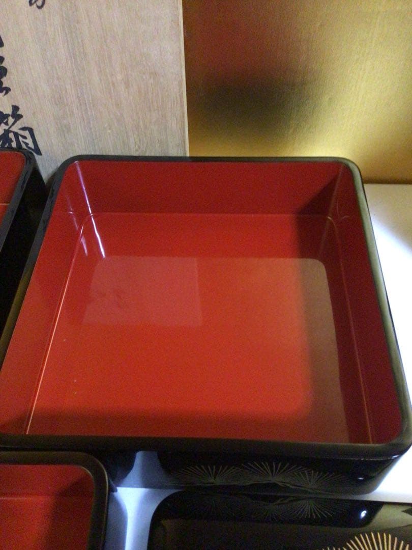 木製 沈金 三段重箱 共箱付き