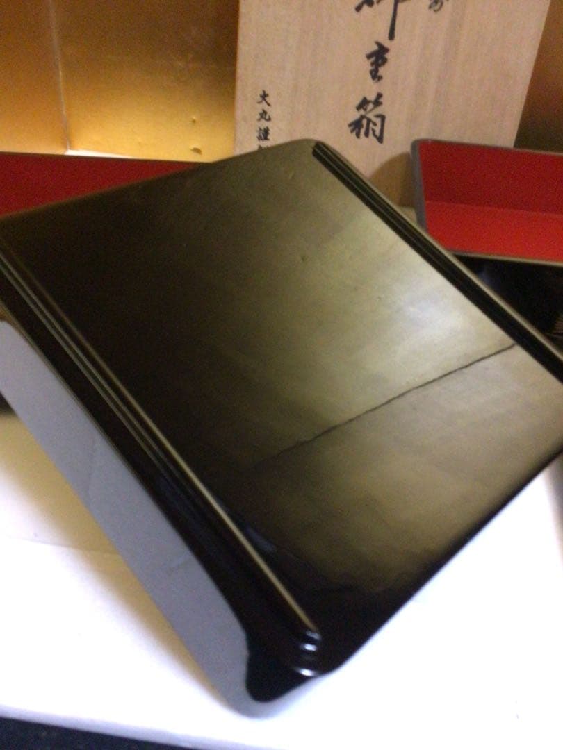 木製 沈金 三段重箱 共箱付き