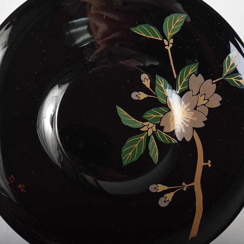 輪島塗 五作家 榎木盛 小森克巳など 草花蒔絵 茶托 五客 共箱 MR8548B