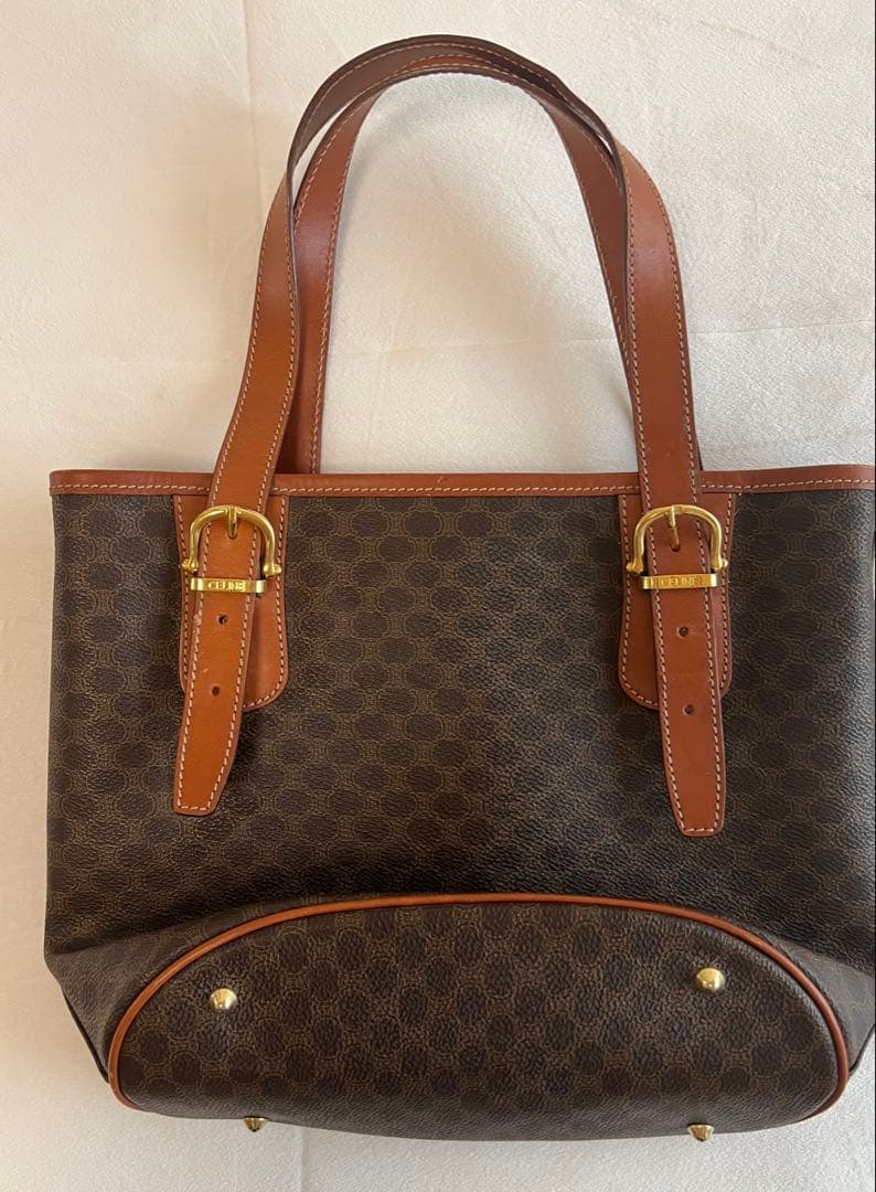 CELINE ブラウンレザートートバッグ