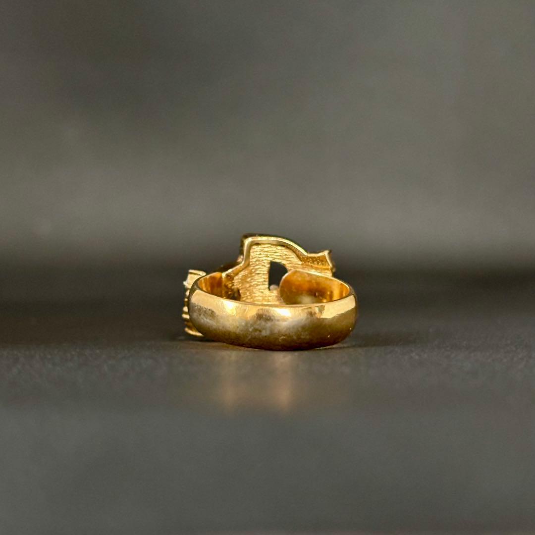 【良品】【クリスチャンディオール】CD ロゴ ラインストーン リング 12号