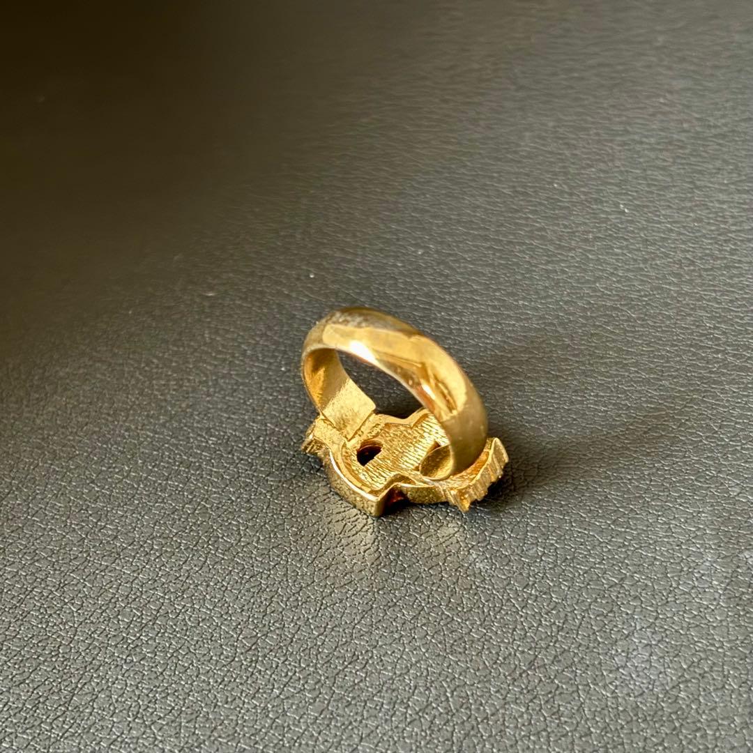 【良品】【クリスチャンディオール】CD ロゴ ラインストーン リング 12号