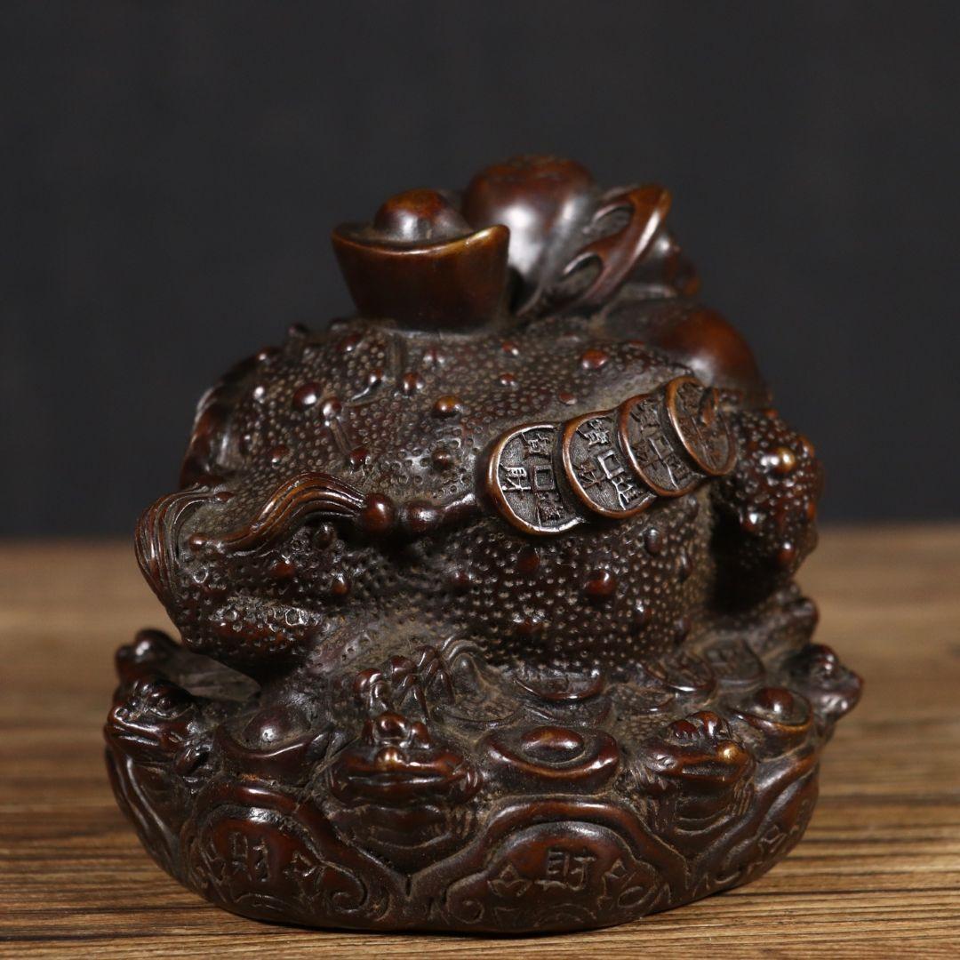 銅製 金蟾 招財進宝 開運 風水 招財 置物 工芸品 装飾品