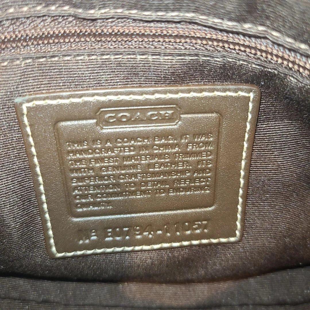 コーチ アクセサリーポーチ ワンショルダーバッグ シグネチャー ターンロック 茶