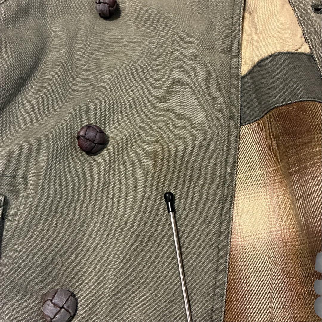 Paramountスタジオ衣装ダック地コート XLレザーカラー 90s00s古着