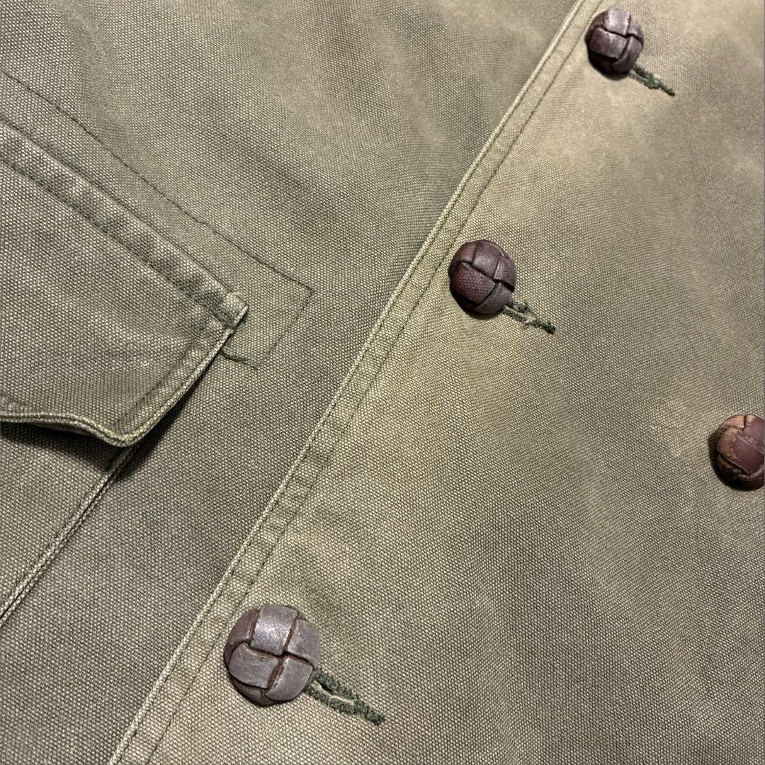 Paramountスタジオ衣装ダック地コート XLレザーカラー 90s00s古着