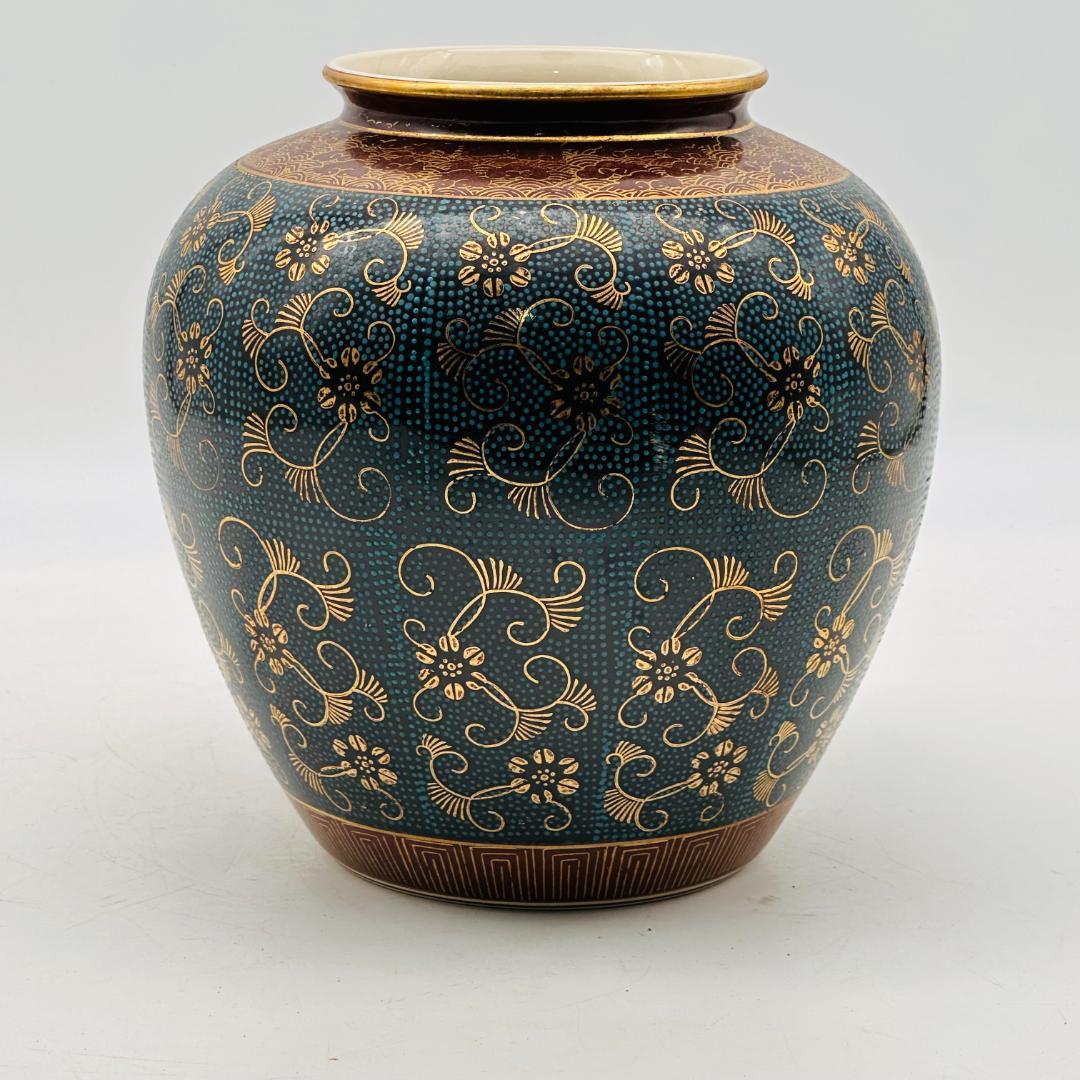 T 九谷焼 勝月造 花瓶 花器 花入れ 陶器 青粒 金彩 共箱 - メルカリ