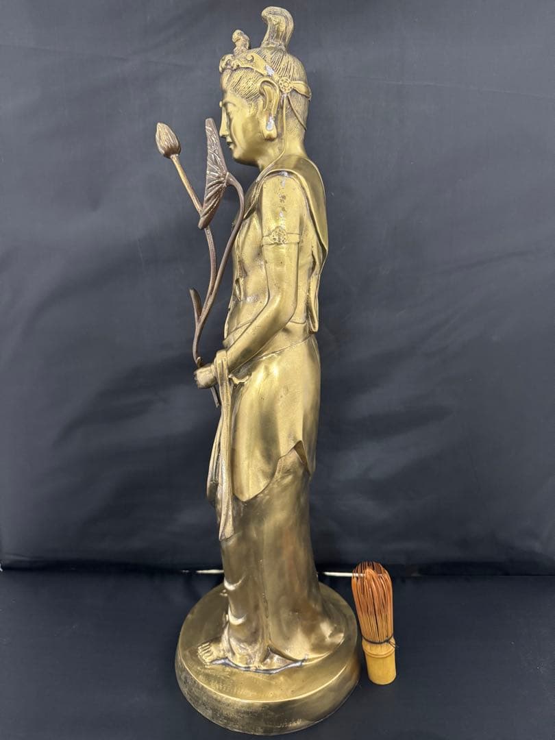 大型 観音 菩薩 銅製 仏像 彫刻 置物 開運 風水 骨董 古美術 アンティーク