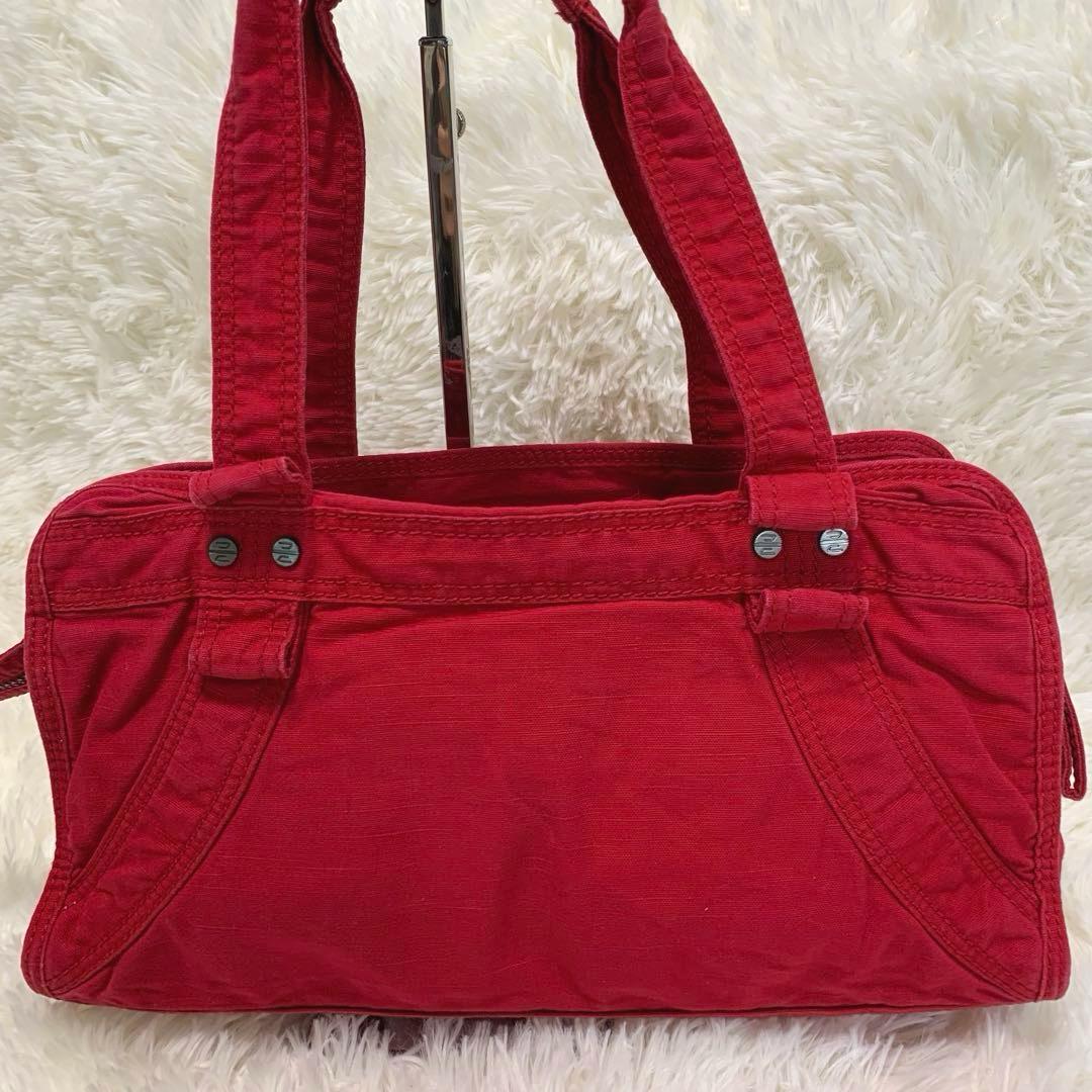 希少◆DIESEL メタルロゴ ハンドバッグ 赤 y2k アーカイブ 00s