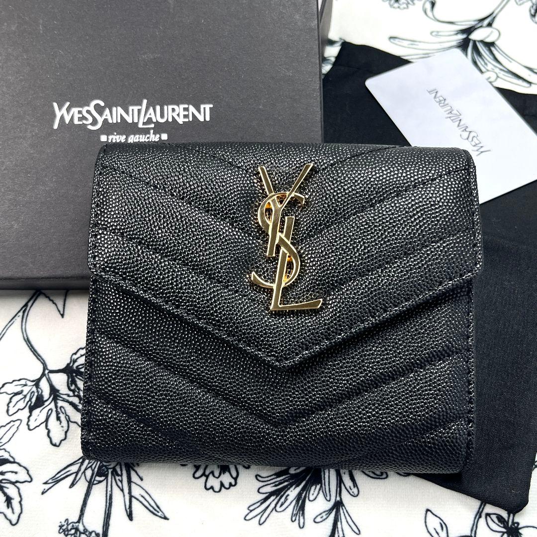 人気品 YSL サンローラン 三つ折り財布