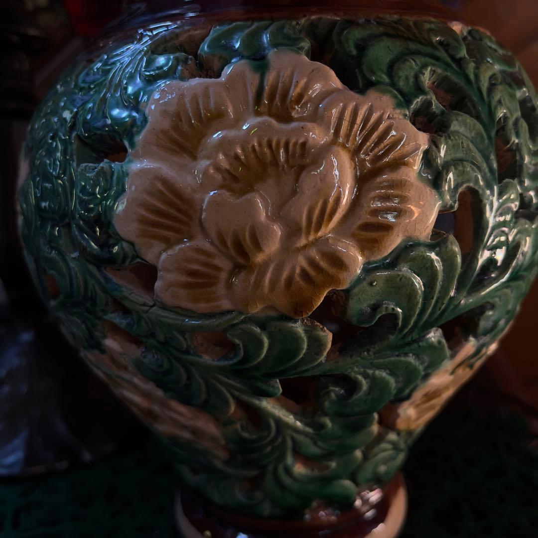 宋磁 宋三彩 中国 宋代 透かしあり 唐三彩