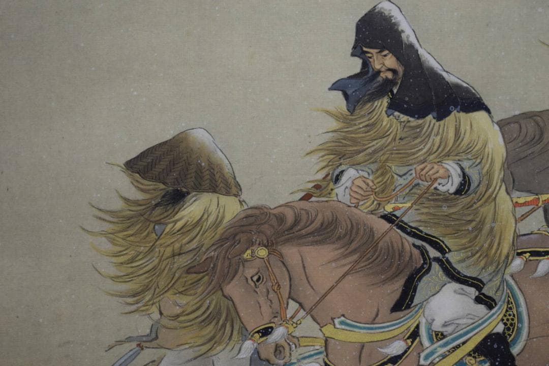 真作/秀貞/馬上人物図/布袋屋掛軸HG-404