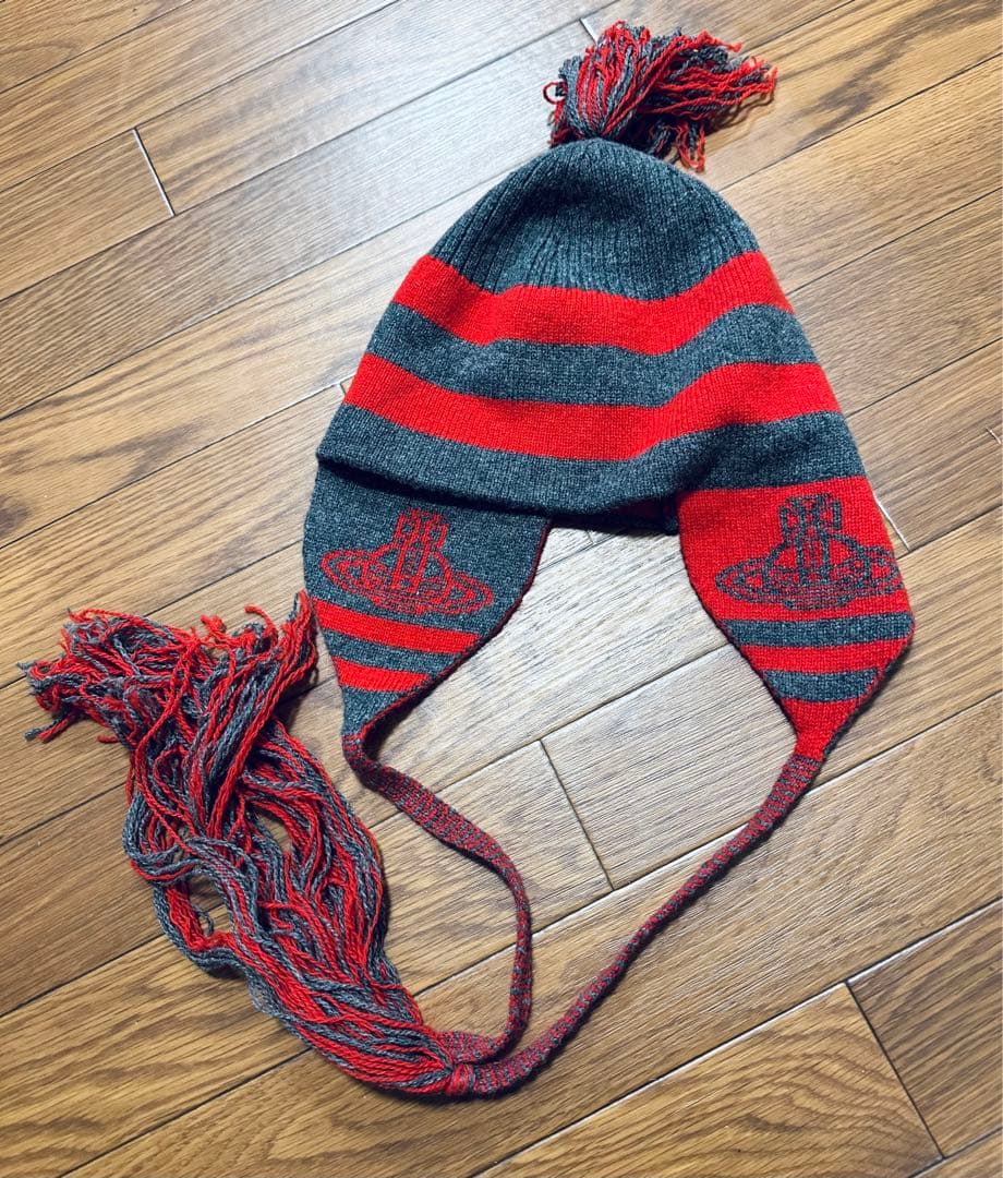 Vivienne Westwood 正規品 希少 耳当て付きニット帽 レッド