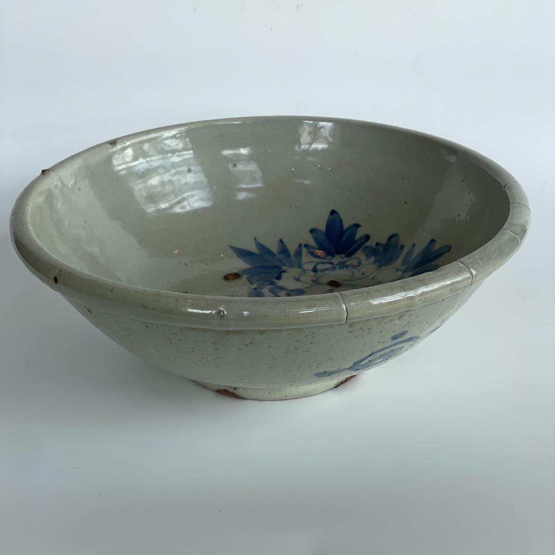 中国 美術 唐物 古玩 宋 元 明 清期 古染付 青絵 青花 大鉢 深鉢 牡丹