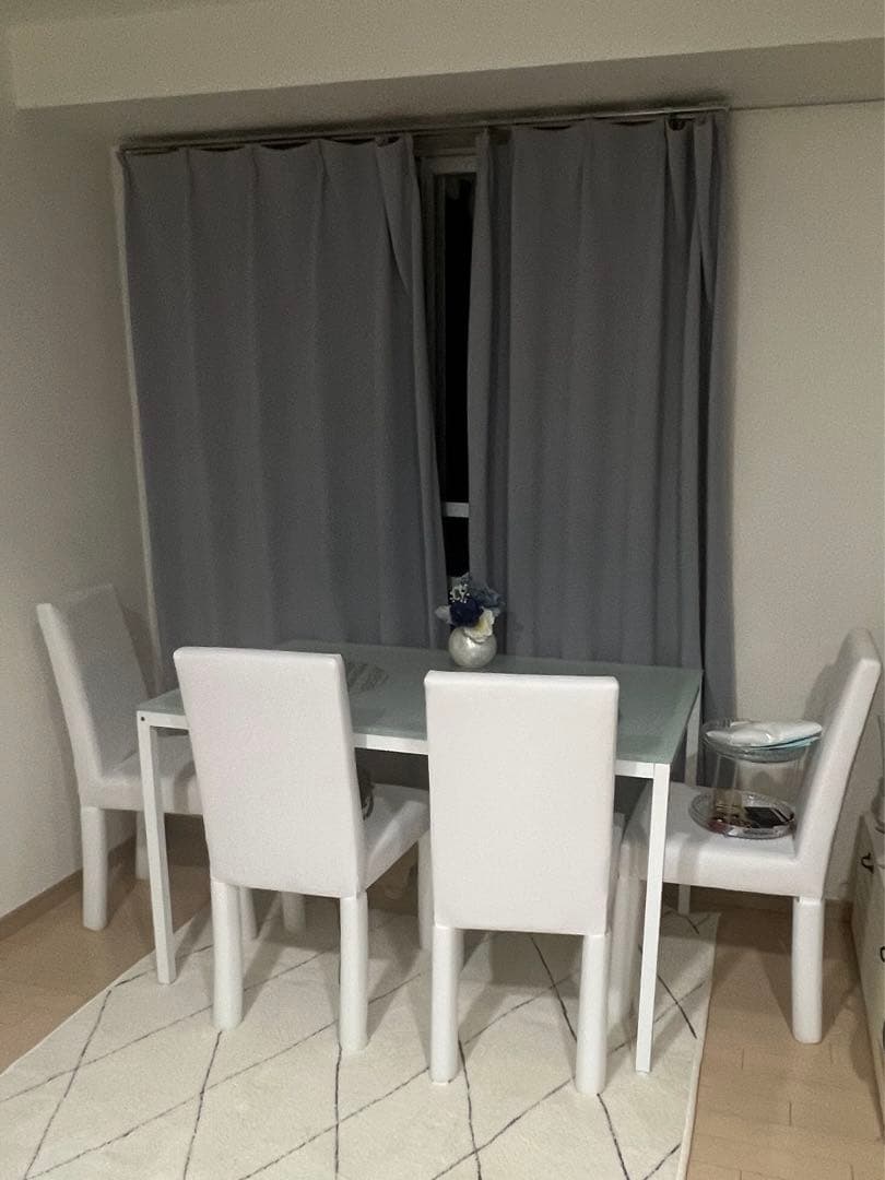 ダイニンググラステーブルセット 4人掛け5点セット(受け取りのみ)