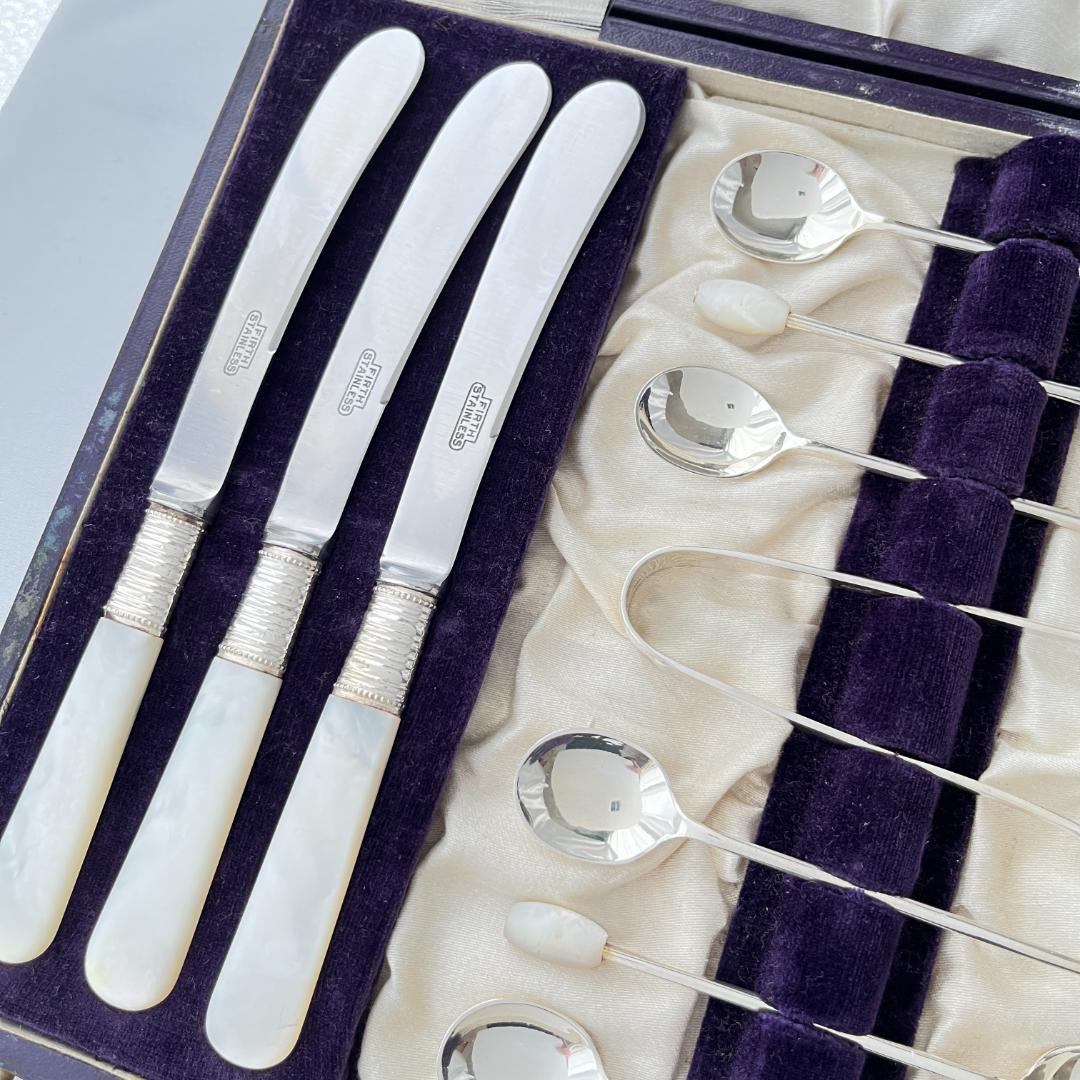 【英国】【白蝶貝】アフタヌーンティーカトラリーセット 専用ケース