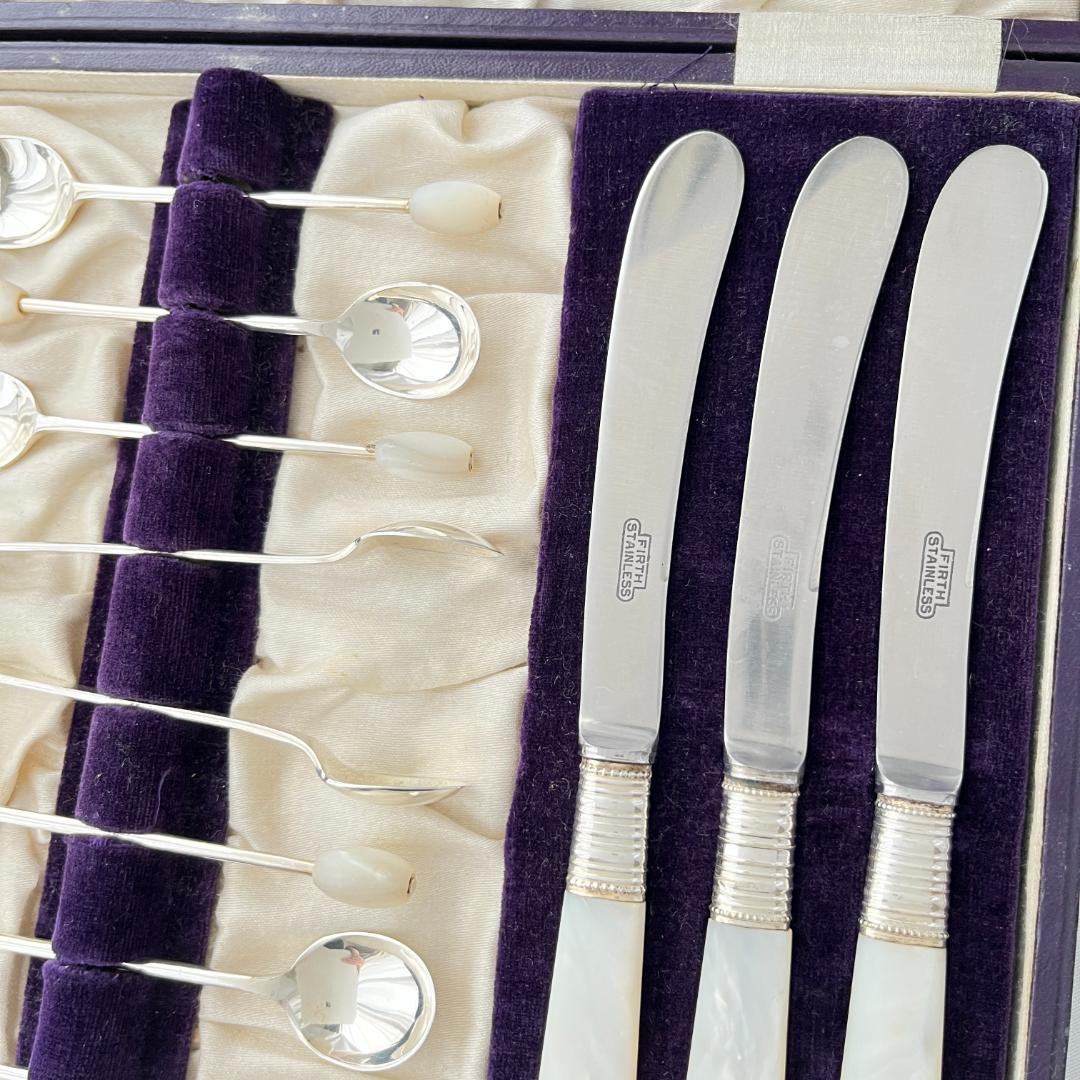 【英国】【白蝶貝】アフタヌーンティーカトラリーセット 専用ケース