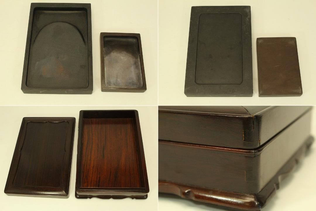 文房具 唐木 硯箱 二件(ZE403)