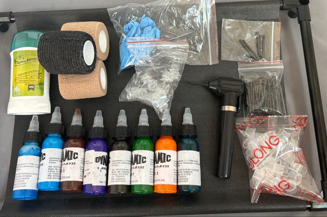 タトゥー専用キット10点以上 彫り師 タトゥーマシン 刺青 タトゥーインク