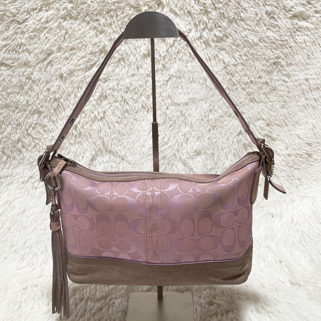 バッグ COACH shoulder bag tassel Signature pink