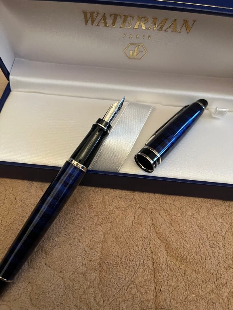WATERMAN 万年筆 青 ストライプデザイン WATERMAN 万年筆 青 ストライプデザイン
