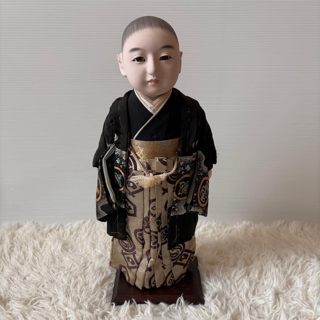 極美品 古い市松人形 45cm 箱入り 元箱 男の子 ドール 人形 男の子