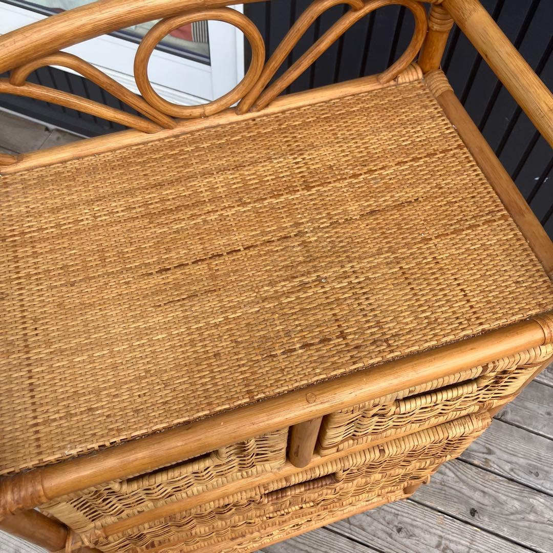 昭和レトロ ラタンチェスト 収納4段5杯 引き出し箪笥 古家具 ビンテージ