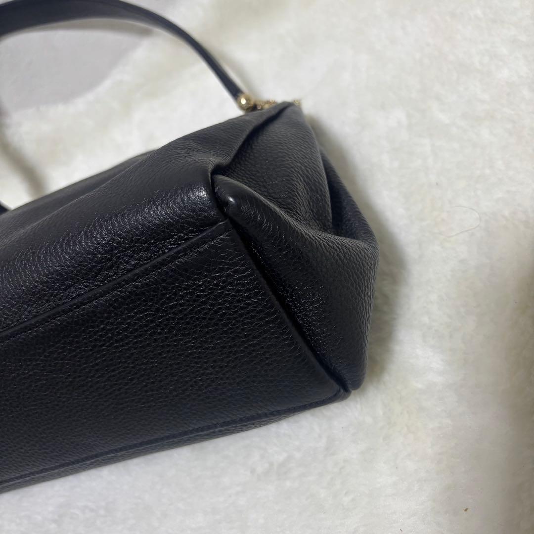 【美品】コーチ ワンショルダーバッグ レザー ブラック ゴールド金具 2way