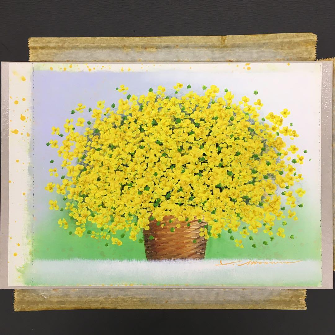リームンロー 小花いっぱい(黄) 油彩 油絵 三浦昇 李文魯