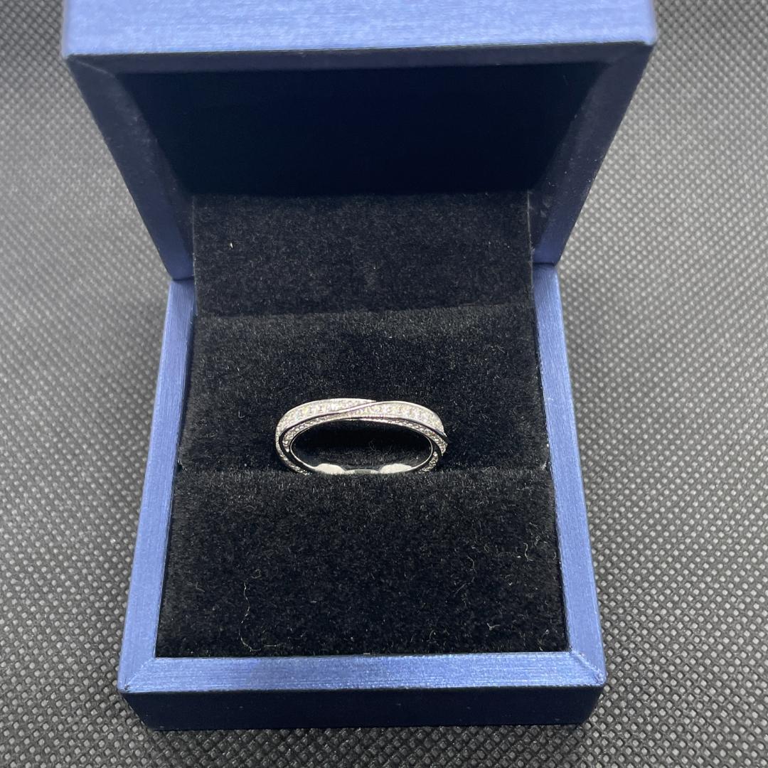 【4号】モアサナイト ツイスト フルエタニティ リング　シルバー