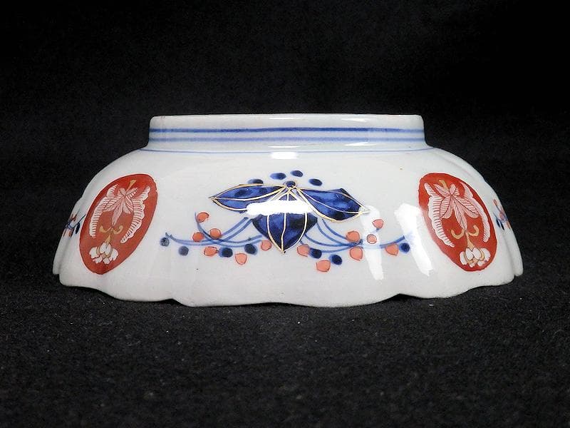 古伊万里 金襴手 菊花四方襷紋に吉祥紋の図 膾皿 3