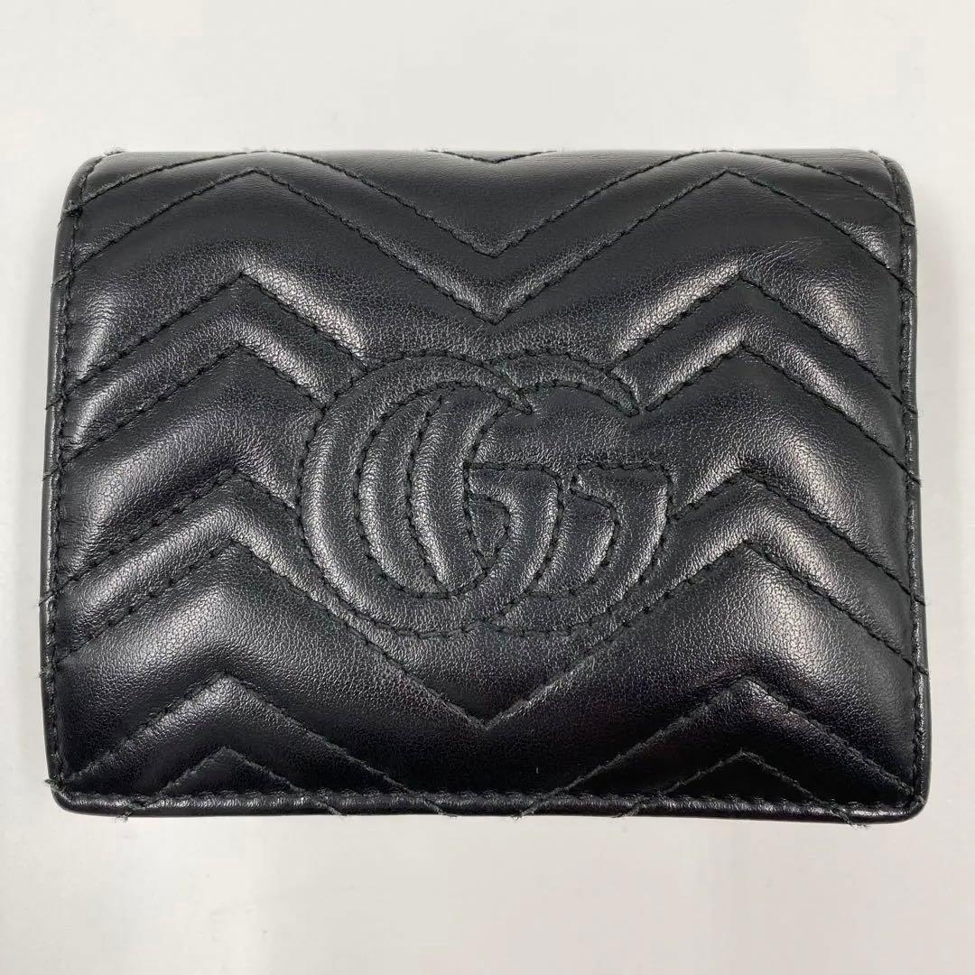 グッチ 二つ折り財布 マーモント キルティング 黒 レザー - メルカリ