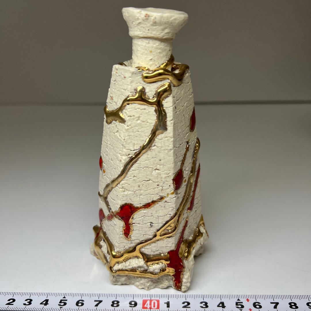 市川透　葉隠粉引徳利　共箱　高さ約15㎝　東Y7-1010☆2Fトヒカコ