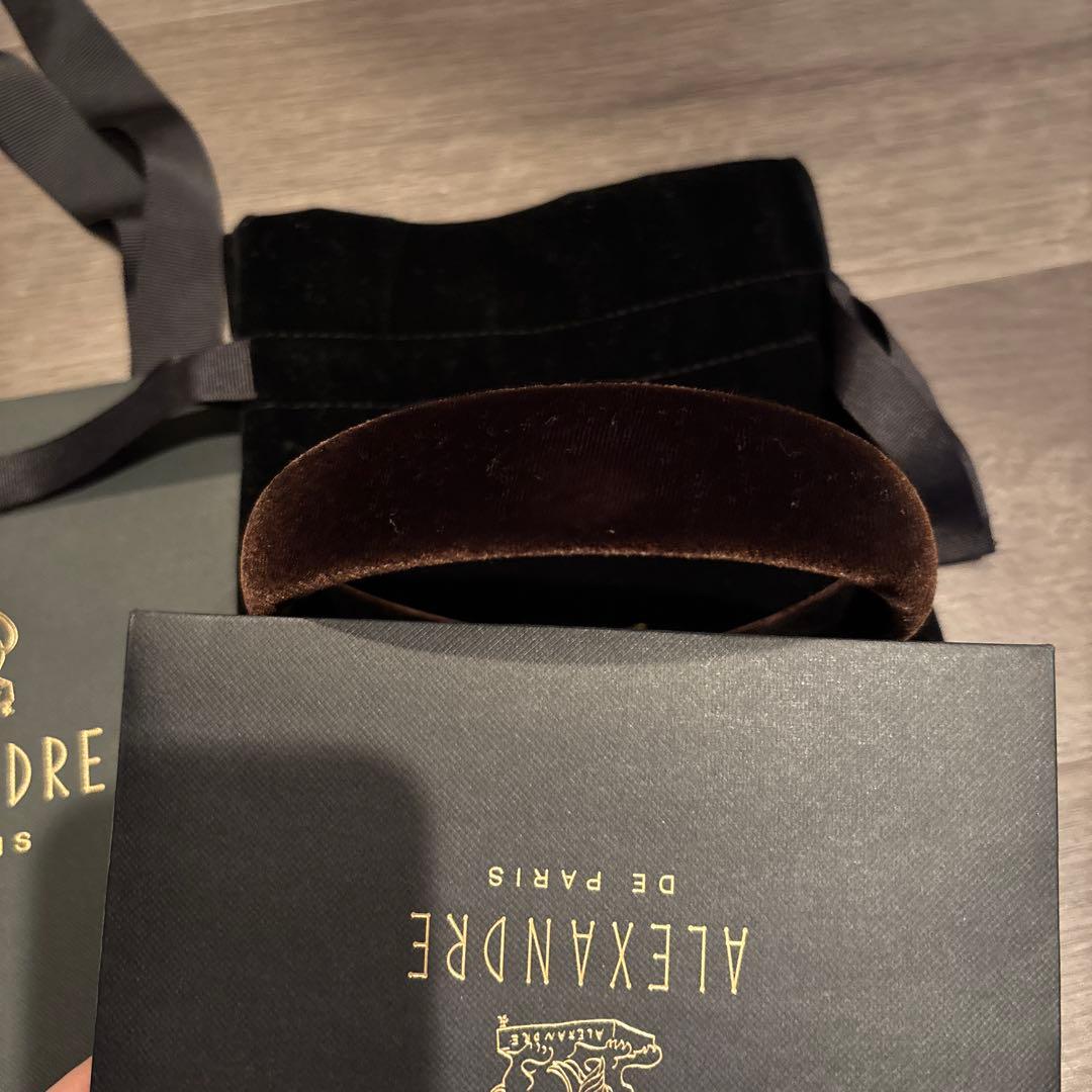 ALEXANDRE DE PARIS カチューシャ　ベルベット　ブラウン