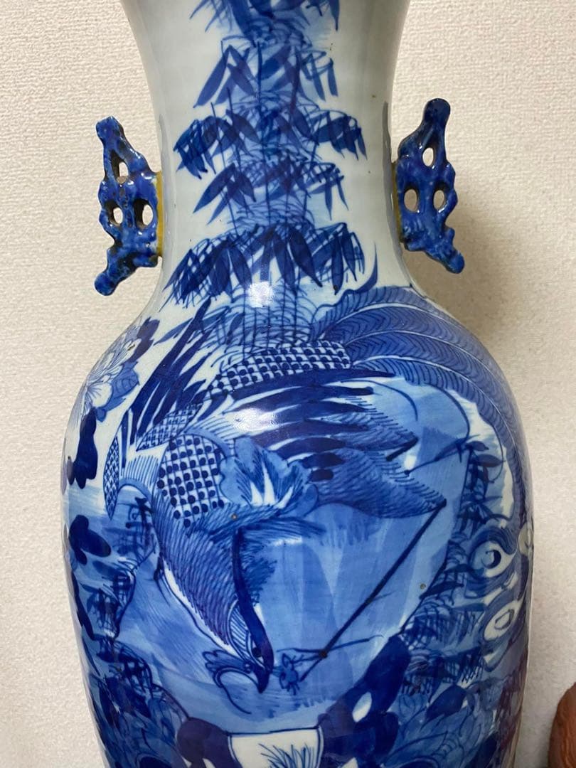 中国 清時代☆花瓶 染付 唐物 骨董品 古美術