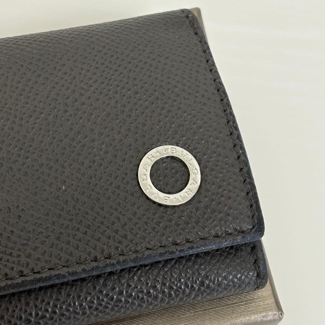 付属品付き ブルガリキーケース 6連フック ダークグレー レザー