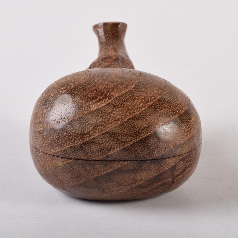 茶道具　祥桑軒　川本光春作　桑彫　茄子香合　竹田益州極め箱　V　7383