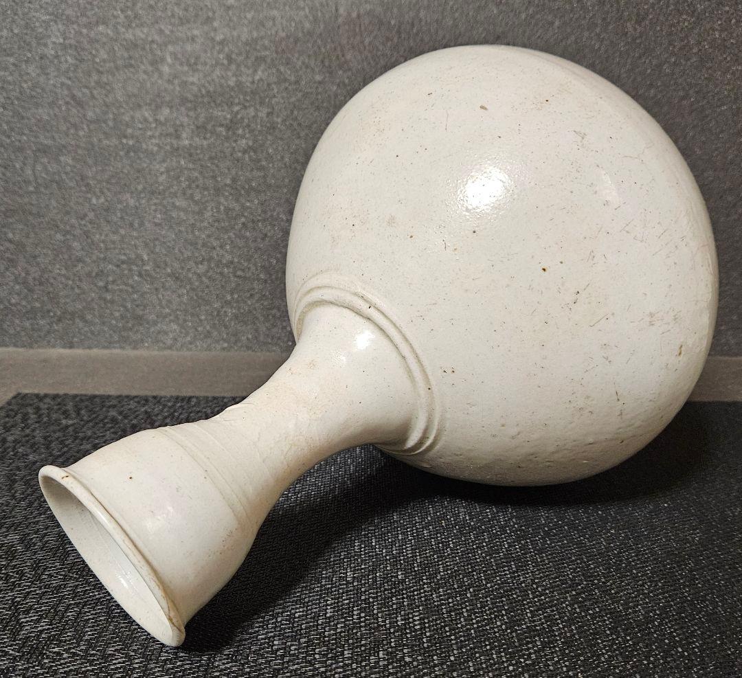 李氏朝鮮時代　朝鮮古美術　朝鮮古陶磁器　李朝白磁　高さ　28.2cm 広口　大壺