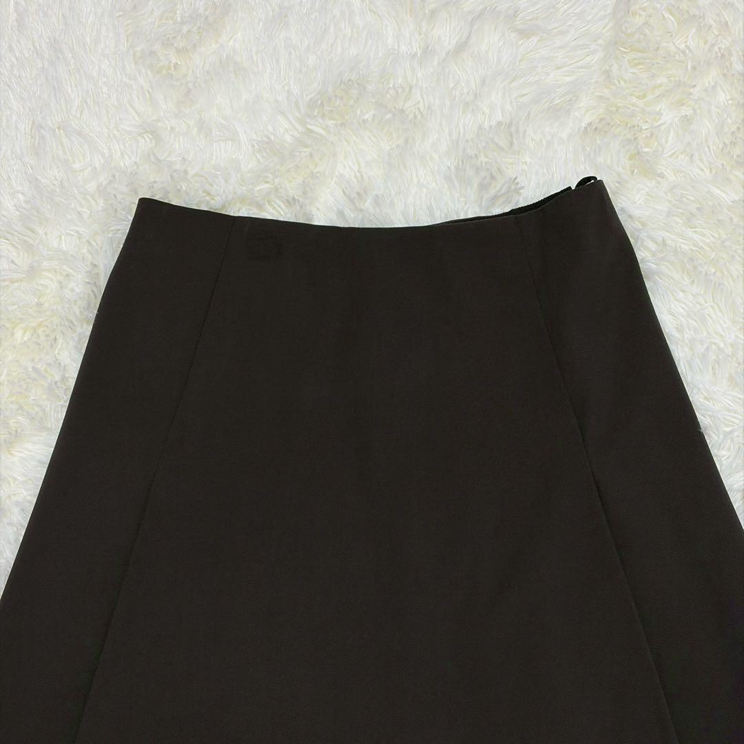 美品 エルメス ゴルチエ期 フレアスカート シルク裏地 ブラウン L相当 40