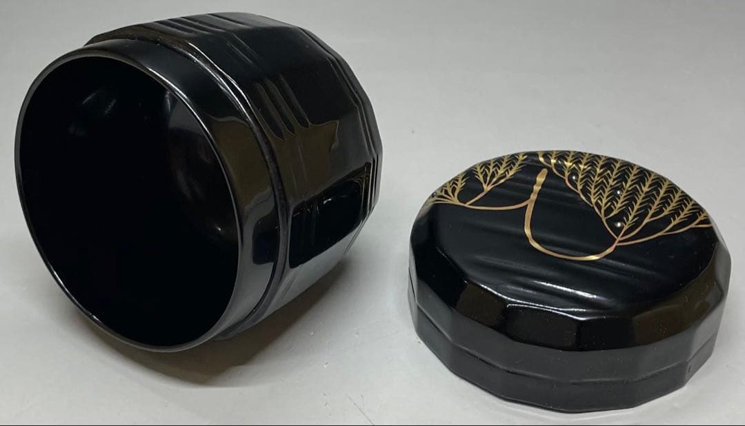 吉田一峰 認得斎好写 折撓柳蒔絵棗 四方桟共箱 栞