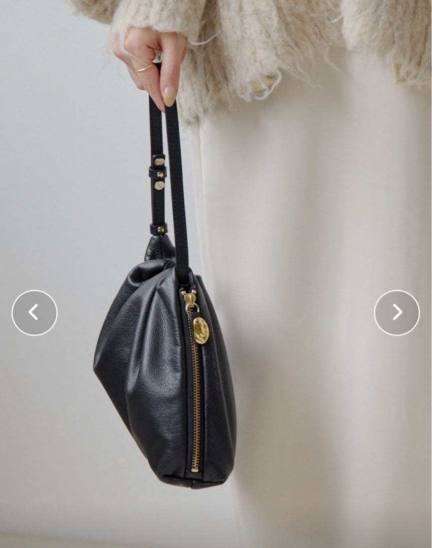 ワンハンドルバッグ　黒　牛革　日本製　ジェメイル