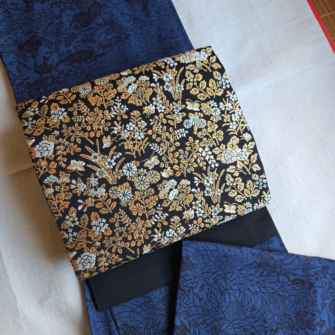 作家物 深い濃藍色 藍染 京友禅染小紋 - メルカリ